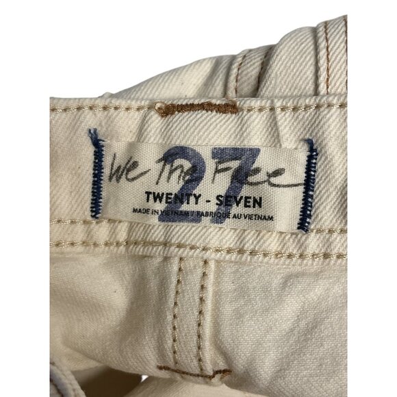 We The Free by Free People Cream Distressed Straight Crop Jeans – Size 27 – High - Picture 7 of 13